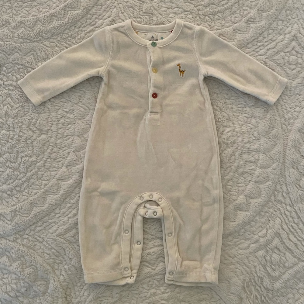 Baby Ivory Velour outfit/onesie - 3-6 months